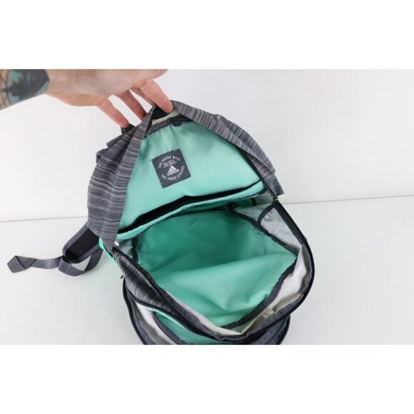 Vintage Adidas Spell Out Striped Loadspring Backpack Book Bag Carry On Gray Teal main image 7